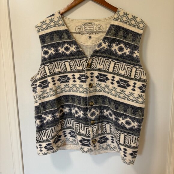 Vintage Union Garment Sweater Vest Size M Made in Hong Kong Patterned Cotton - Picture 3 of 11